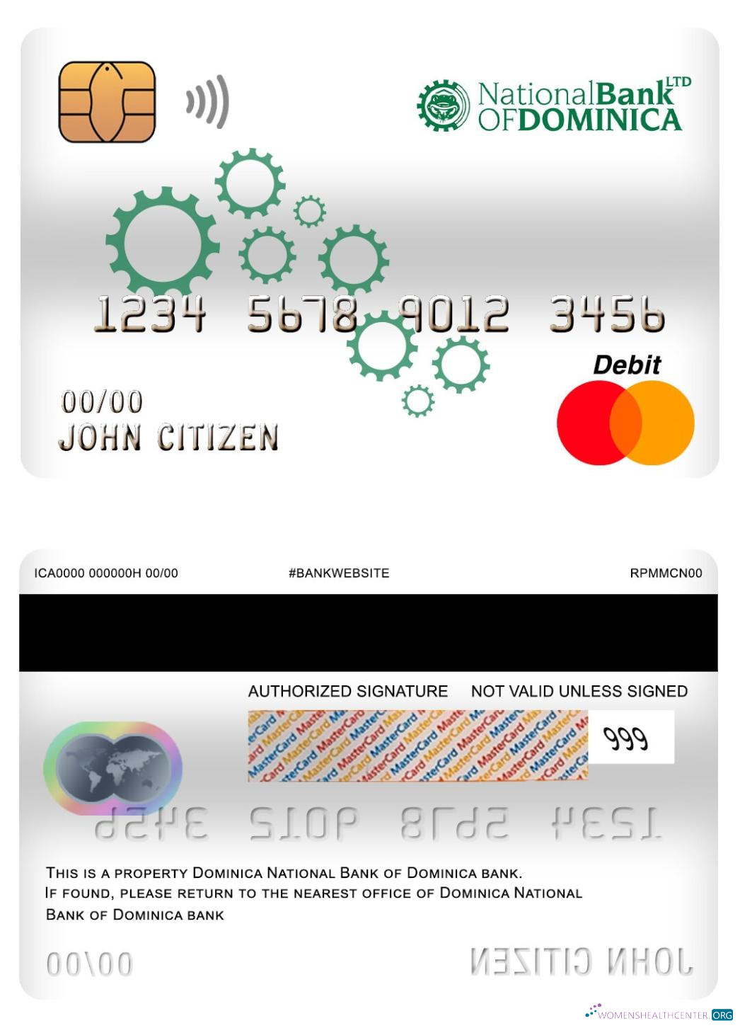 Download Dominica National Bank of Dominica bank master debit card Photoshop template